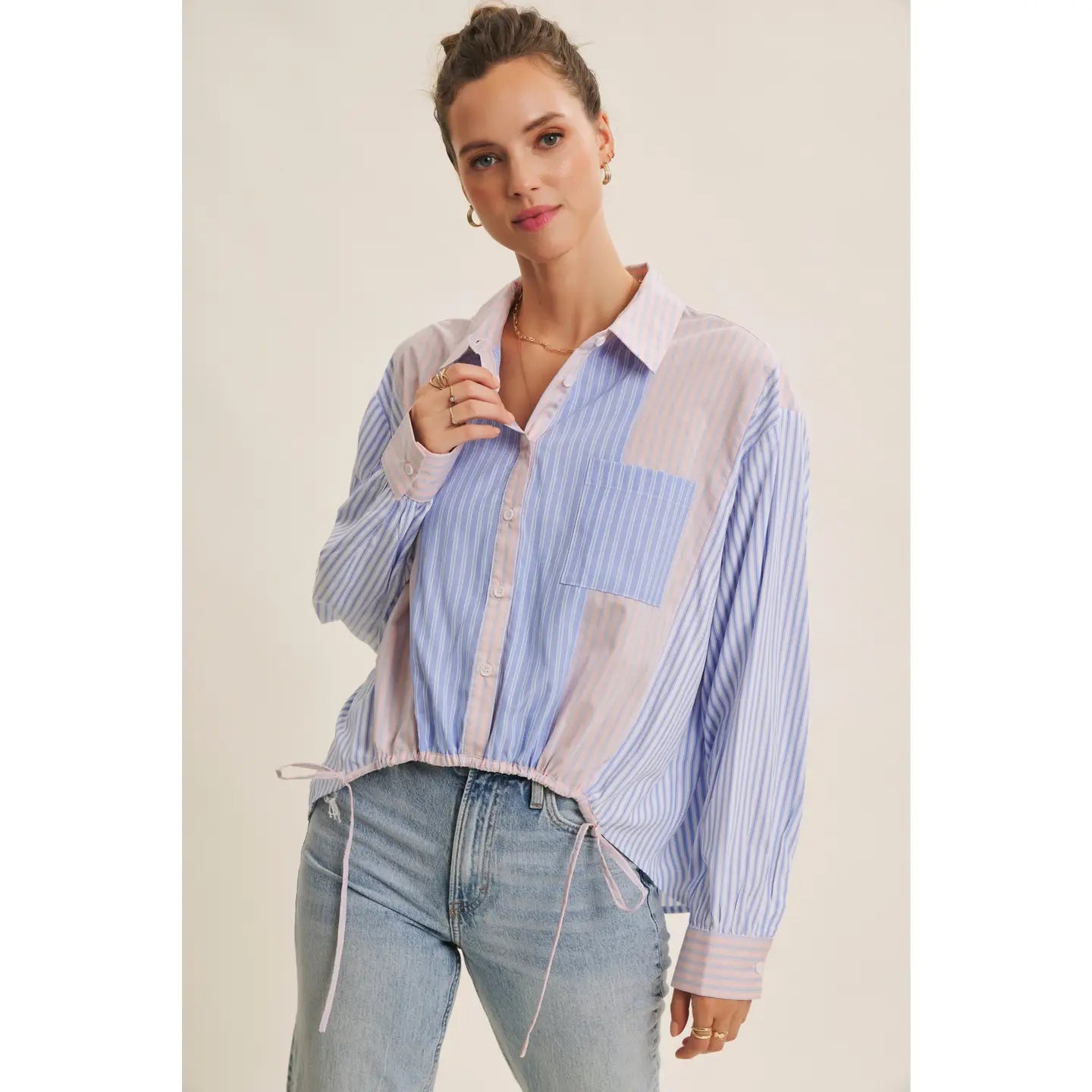 Mixed Stripe Button Down