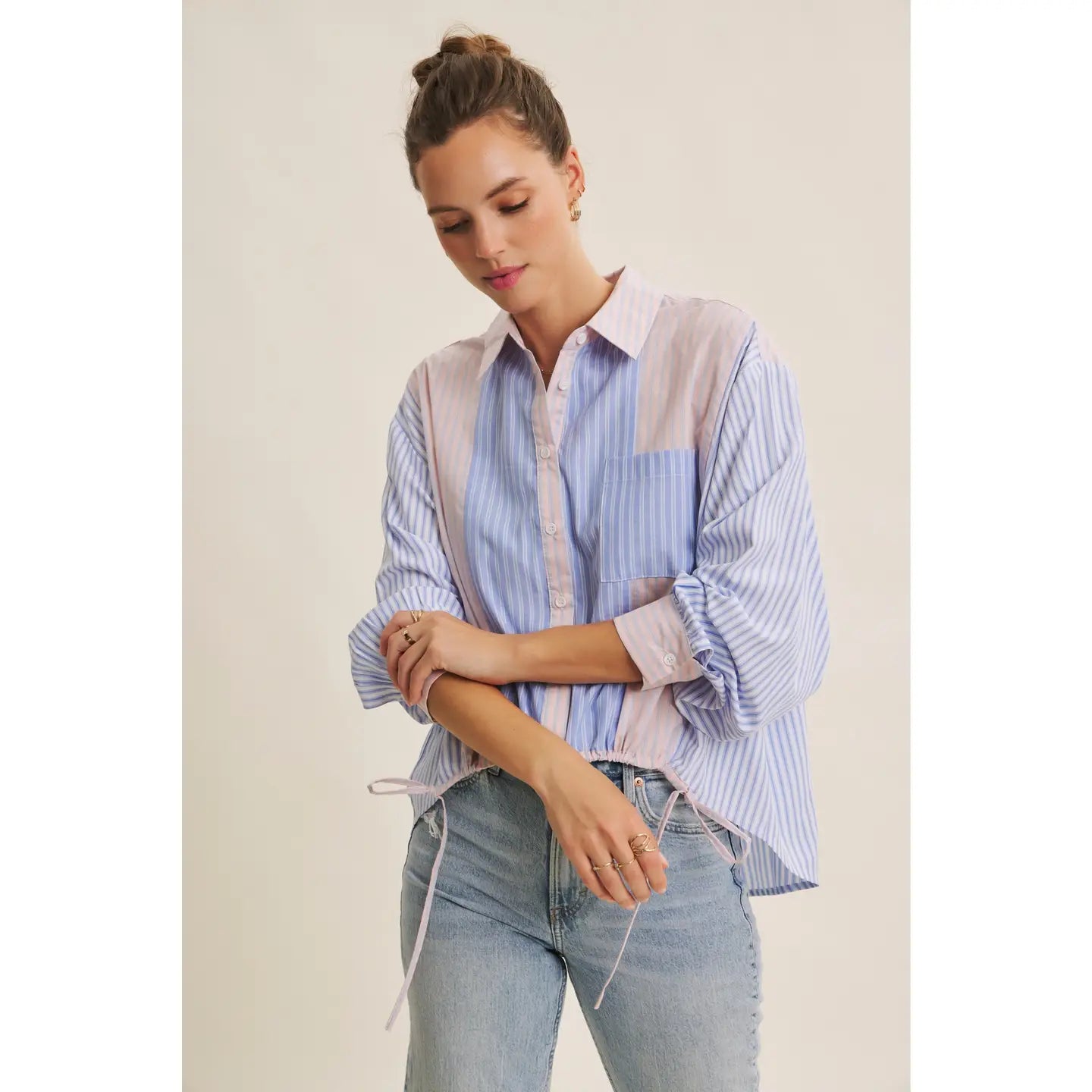 Mixed Stripe Button Down