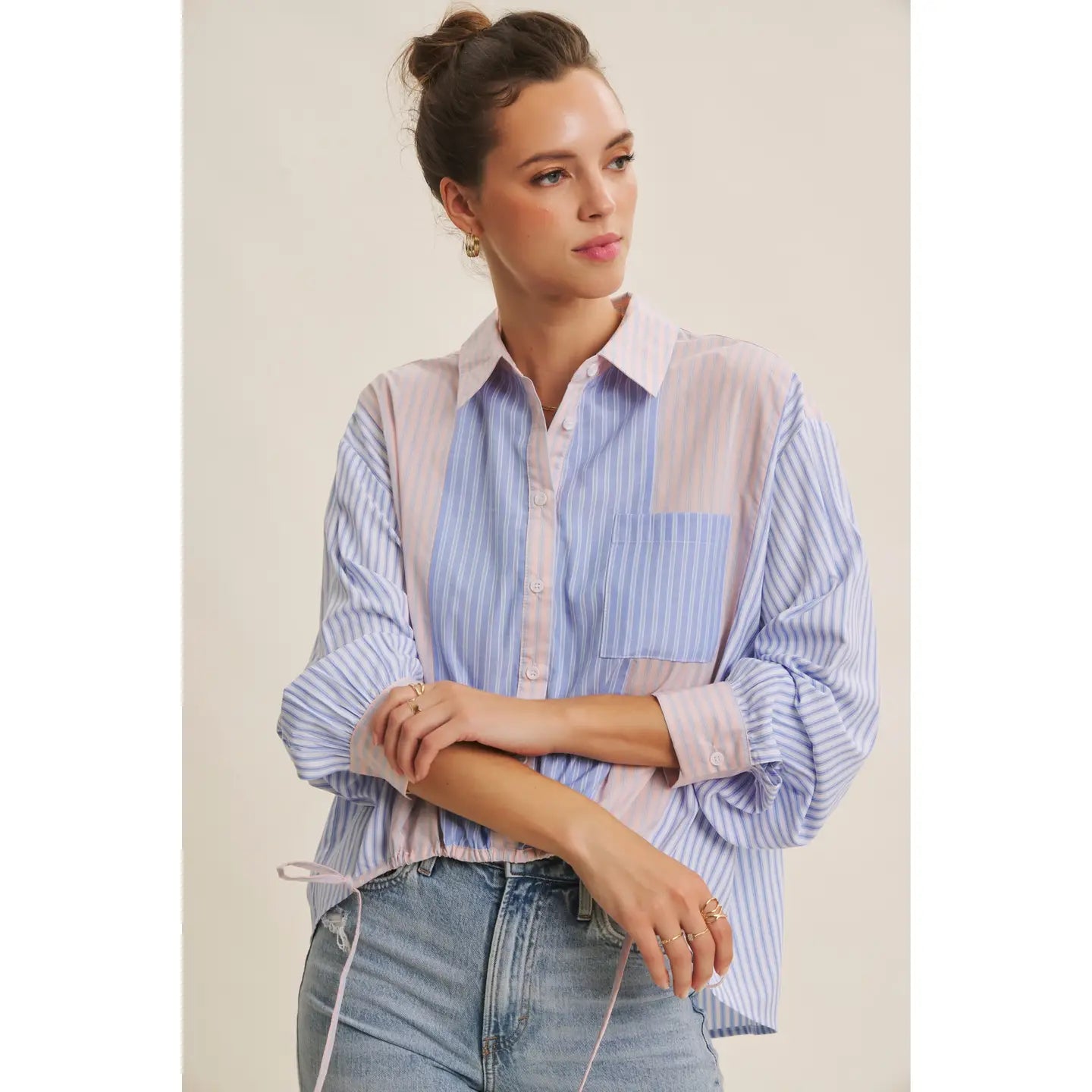 Mixed Stripe Button Down