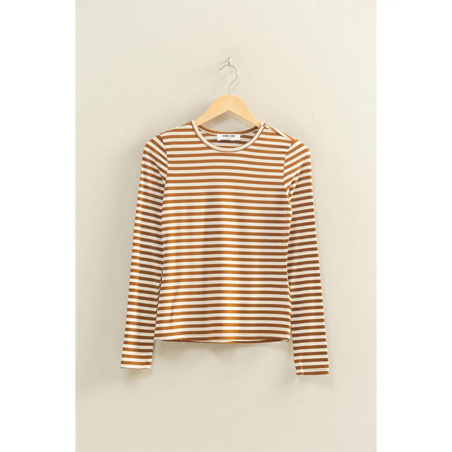 Striped Crew Neck Fitted Long Sleeve Top
