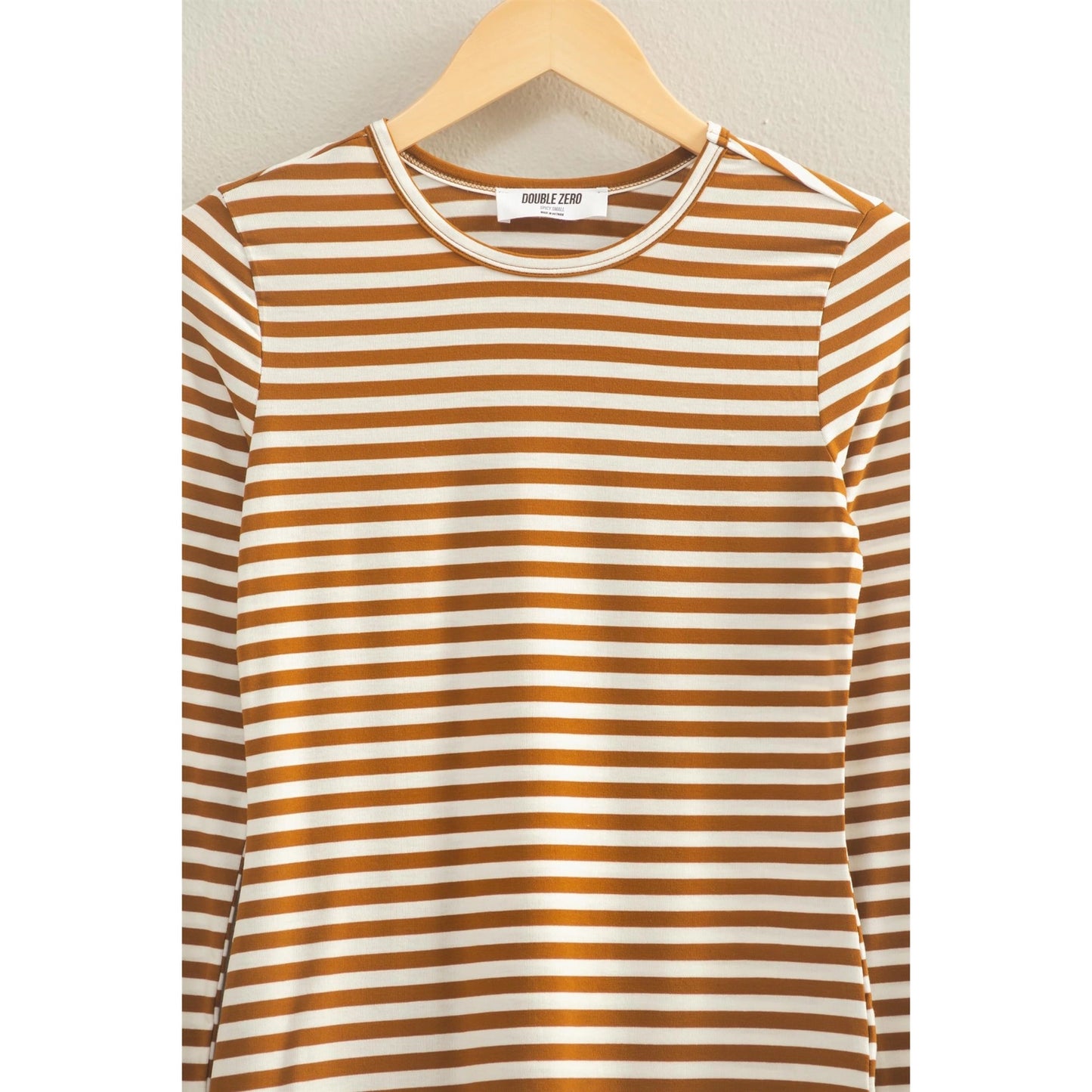 Striped Crew Neck Fitted Long Sleeve Top
