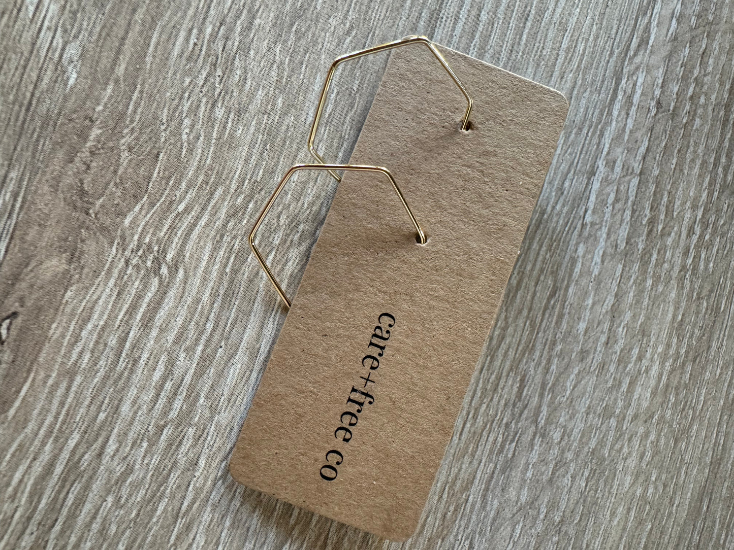 Mini Hex Hoops in Gold