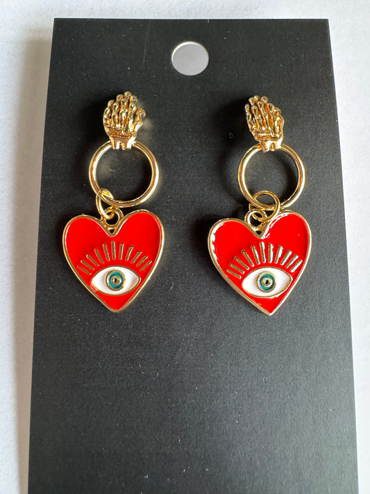 Evil Heart & Skeleton Studs