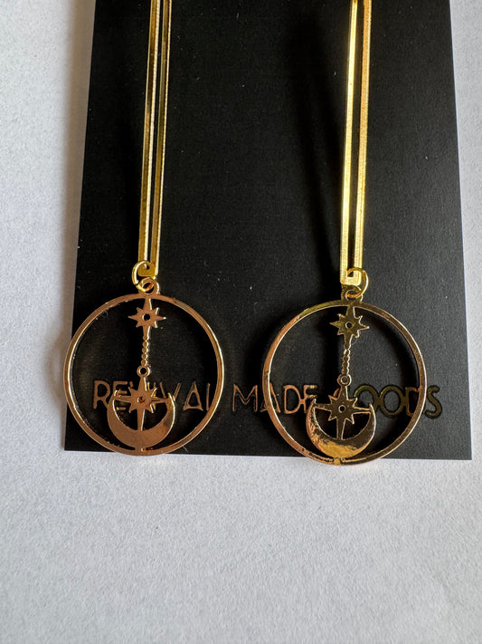 Geo Lunar & Stars Earrings