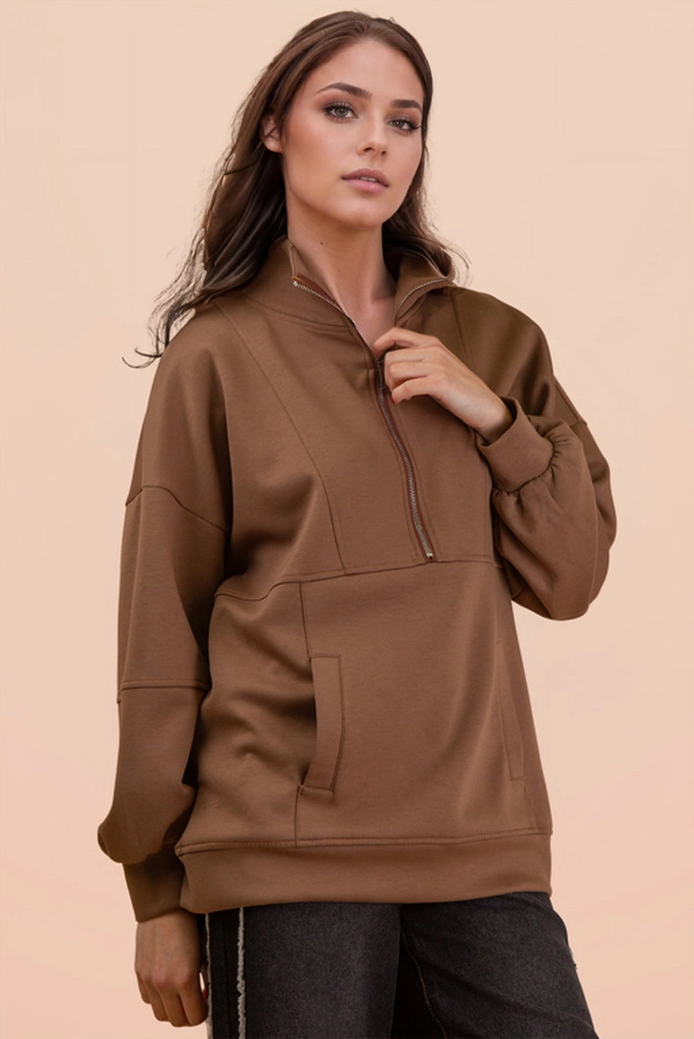 Mocha Half Zip Up