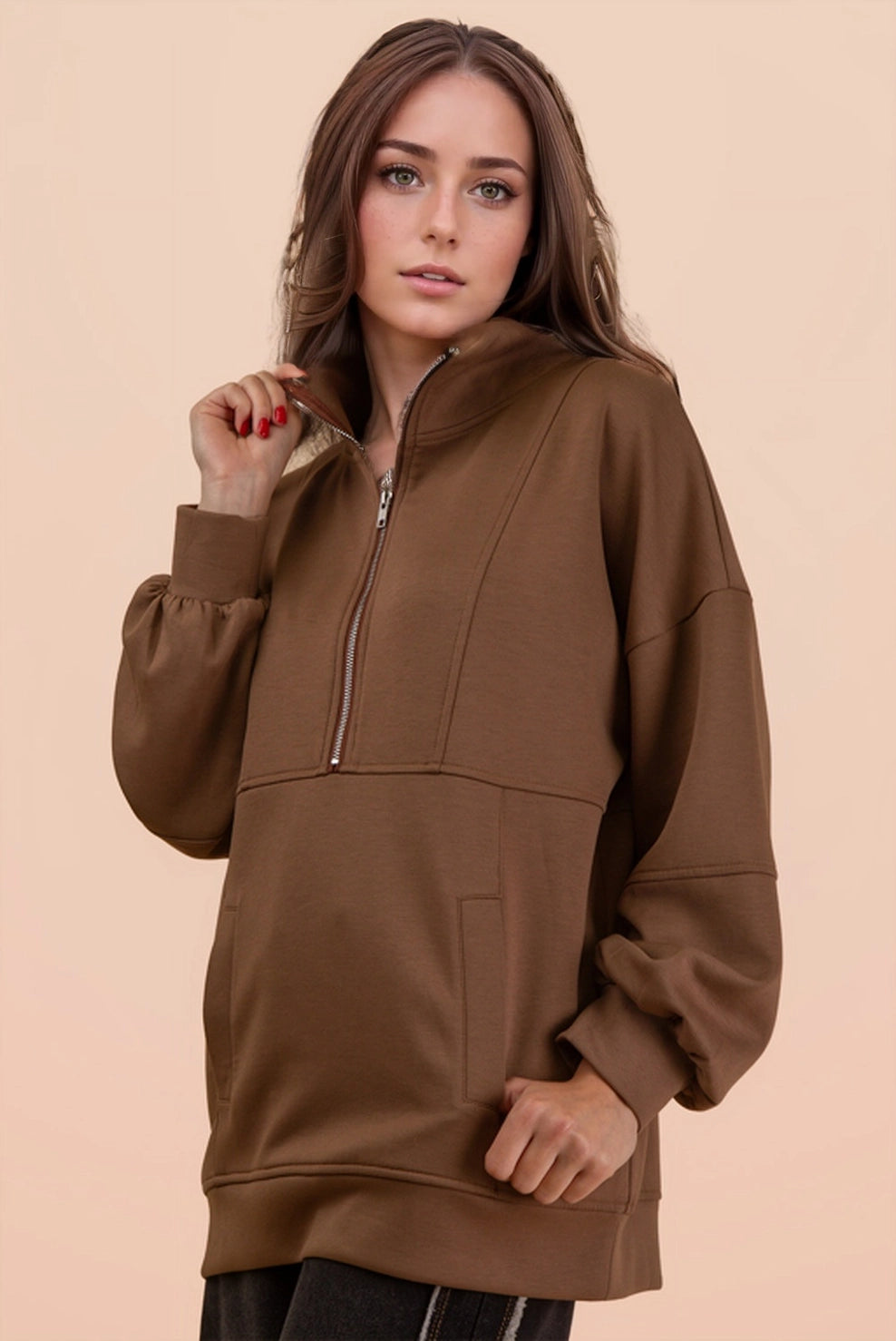 Mocha Half Zip Up