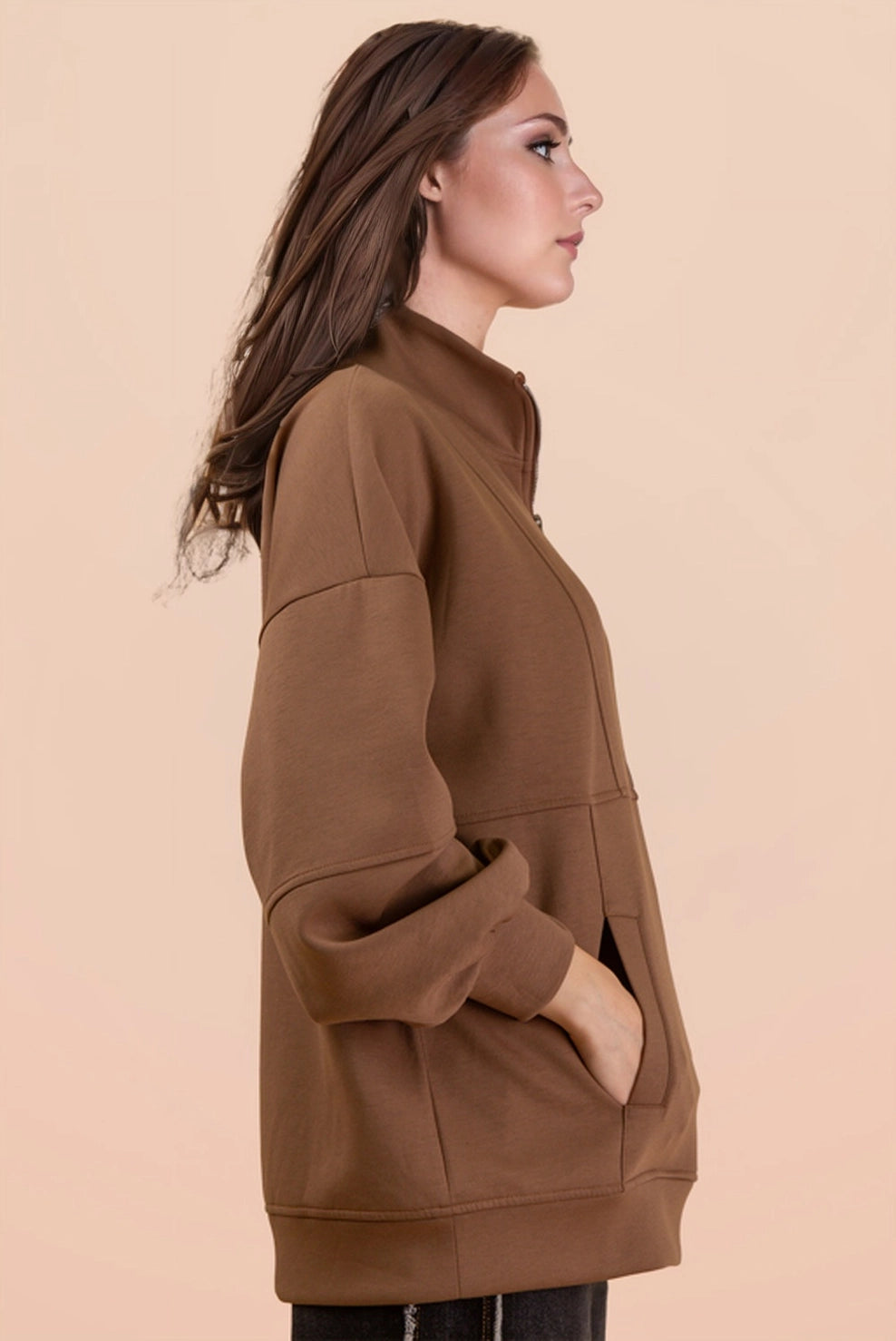 Mocha Half Zip Up