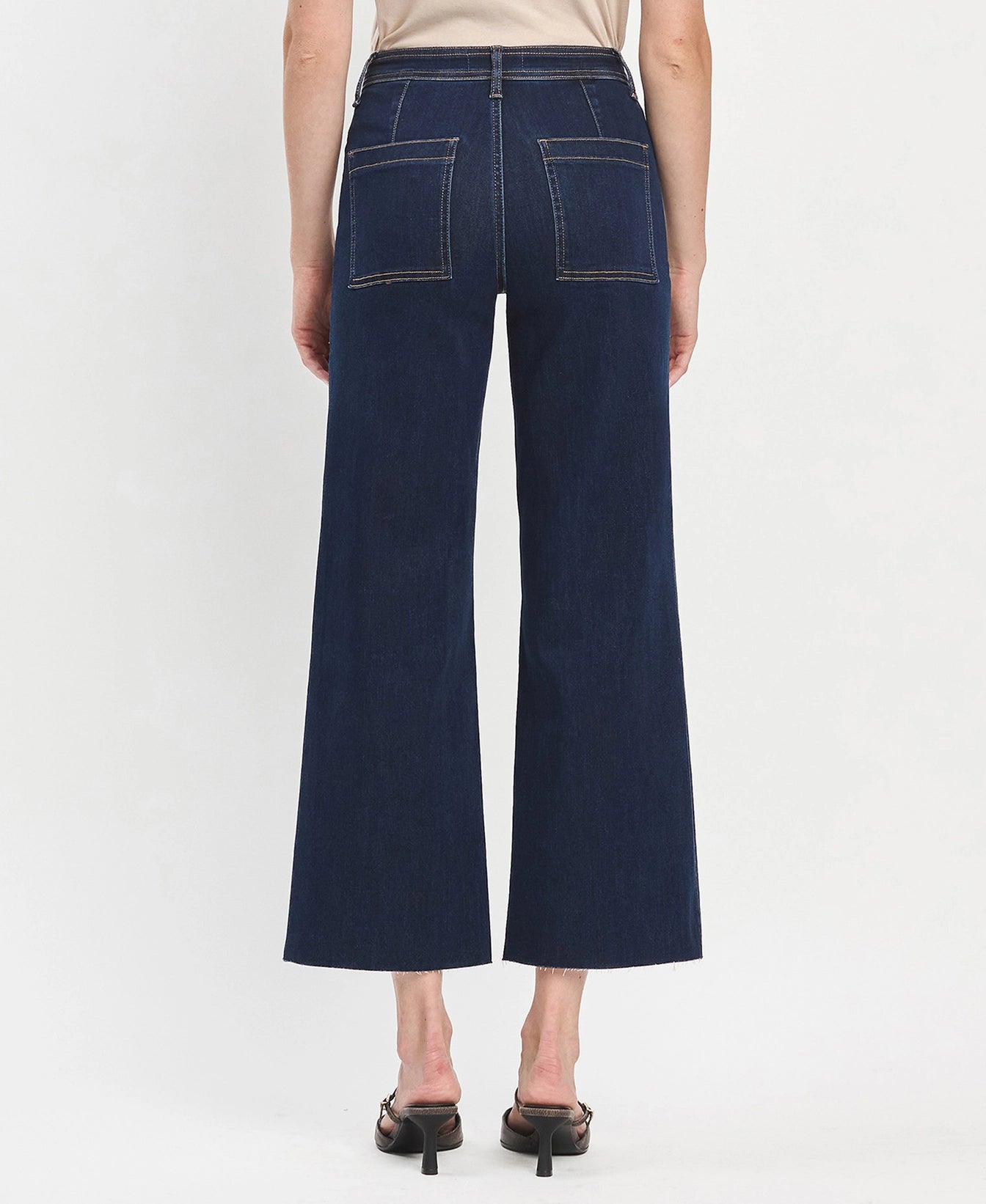 Raw Hem Ankle Wide Leg Jeans