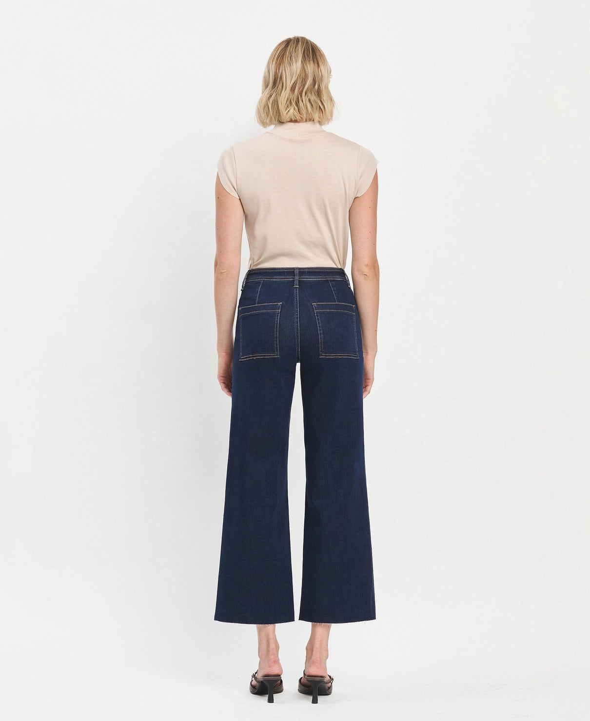 Raw Hem Ankle Wide Leg Jeans