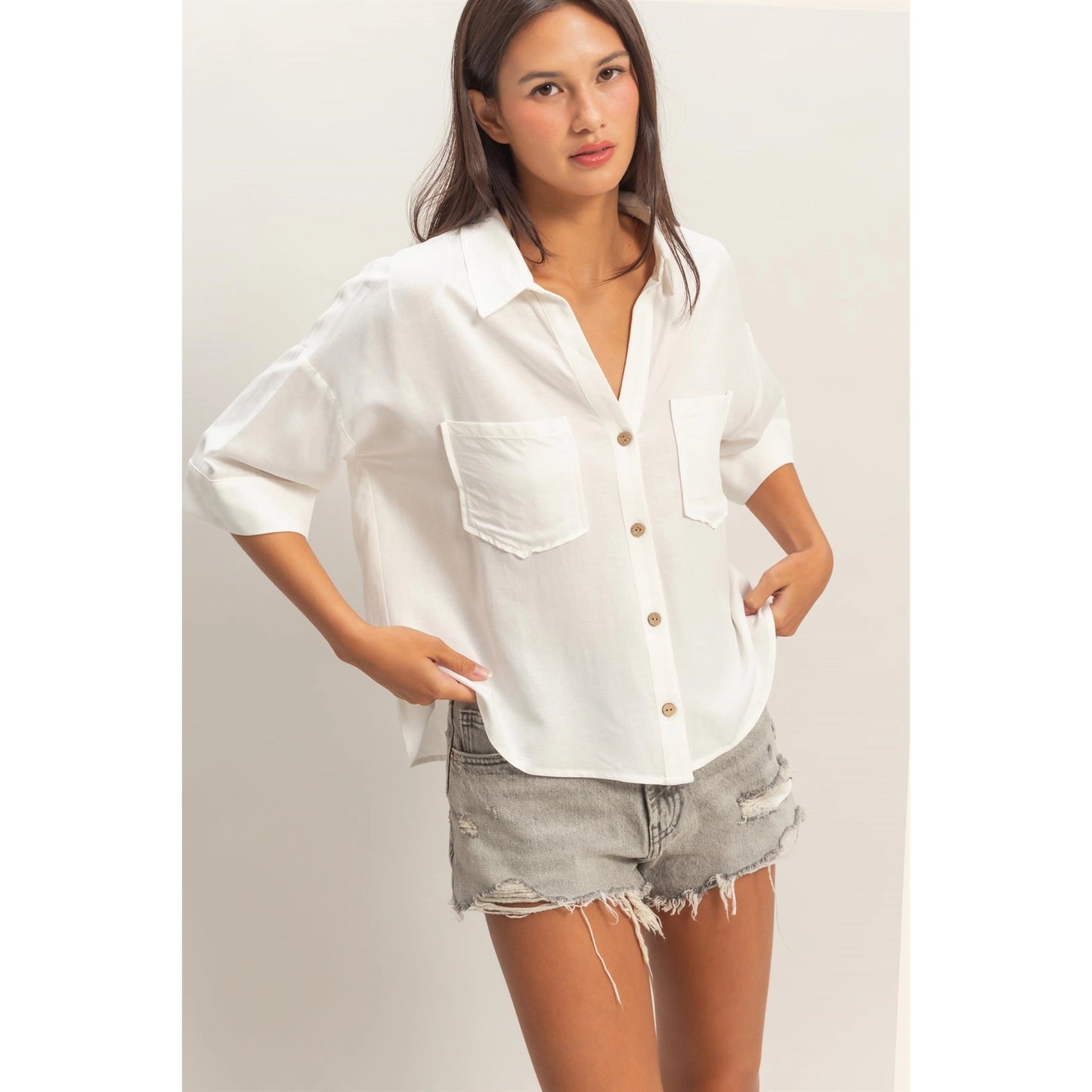 Relaxed Short Sleeve Button-Up Shirt