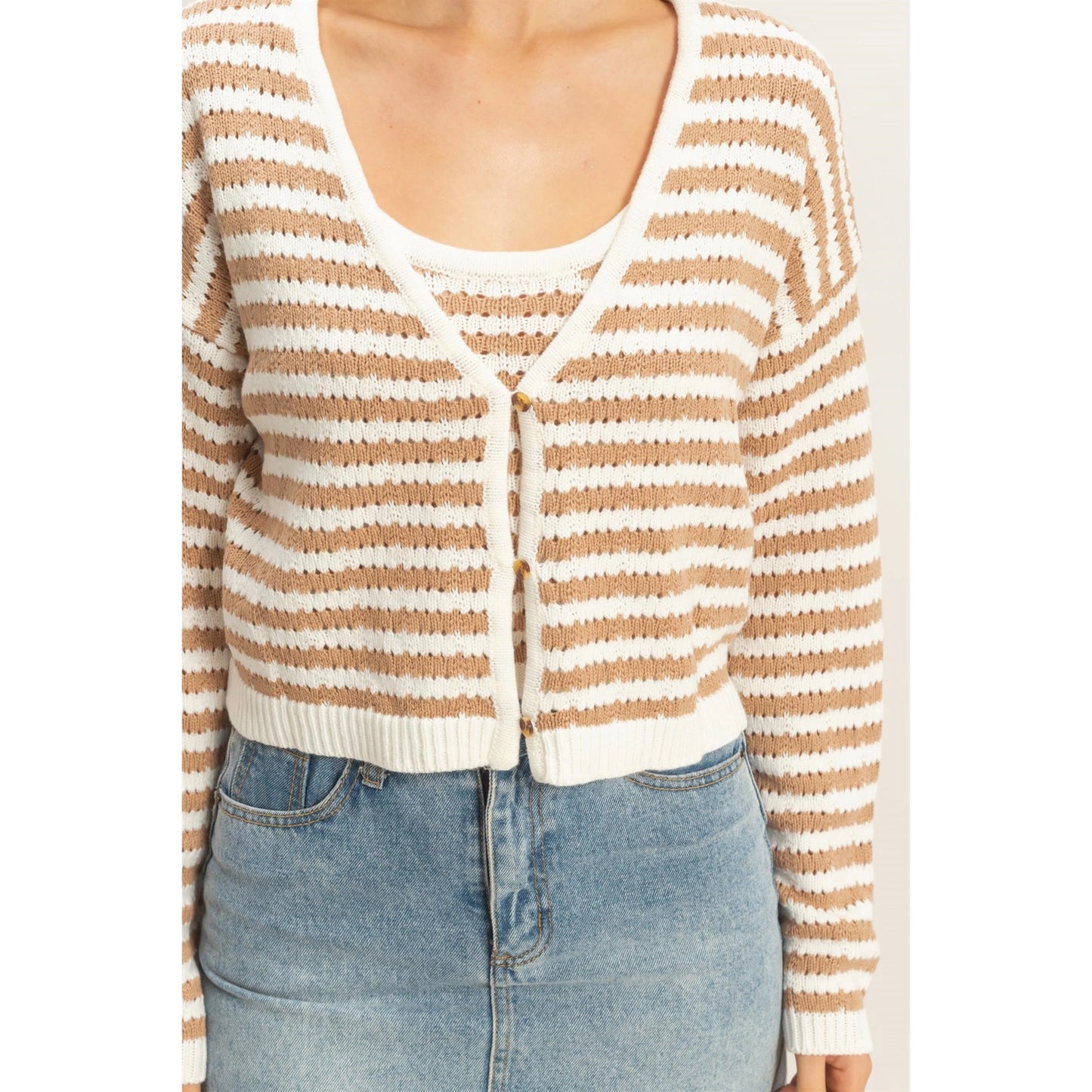 Latte Stripe Cardigan