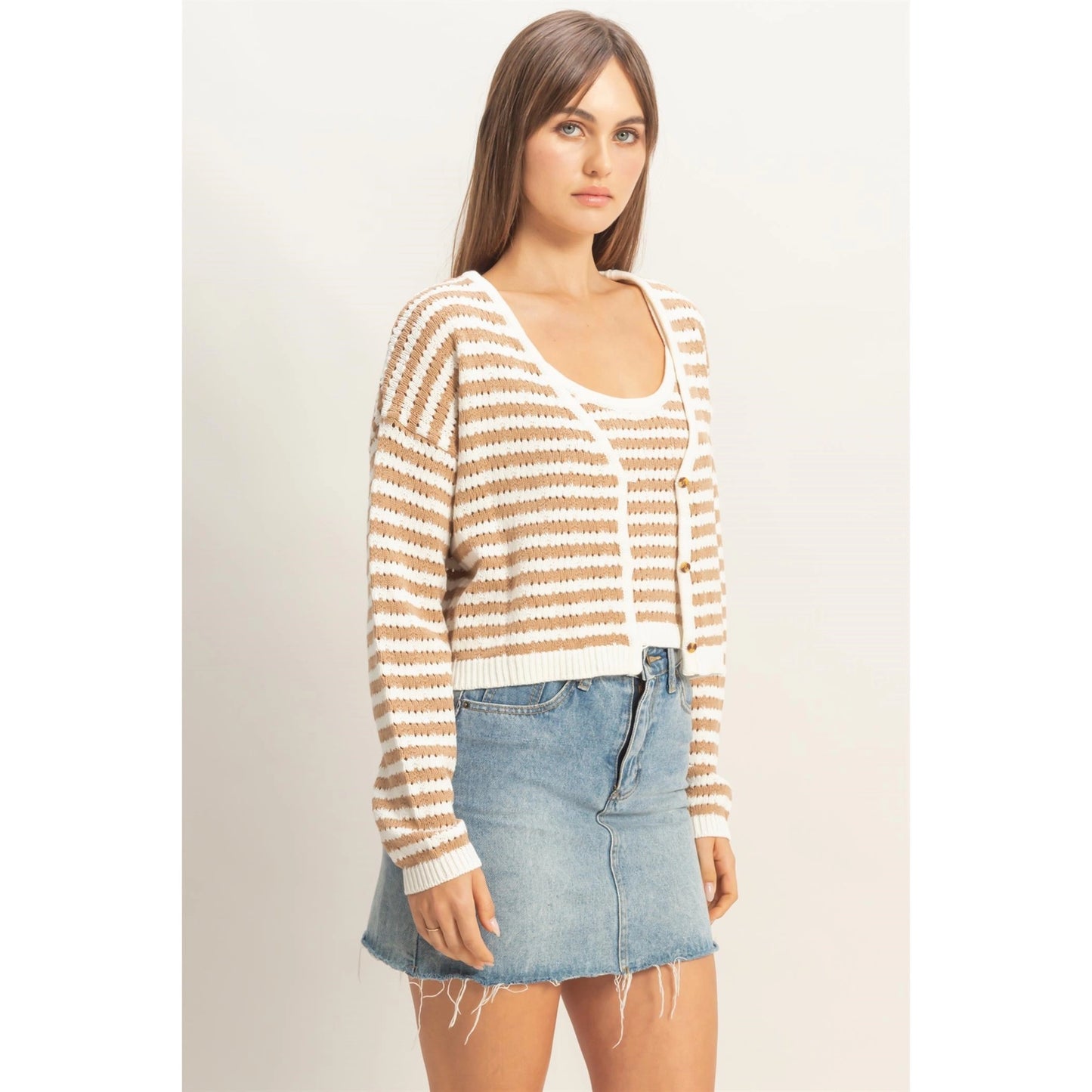 Latte Stripe Cardigan