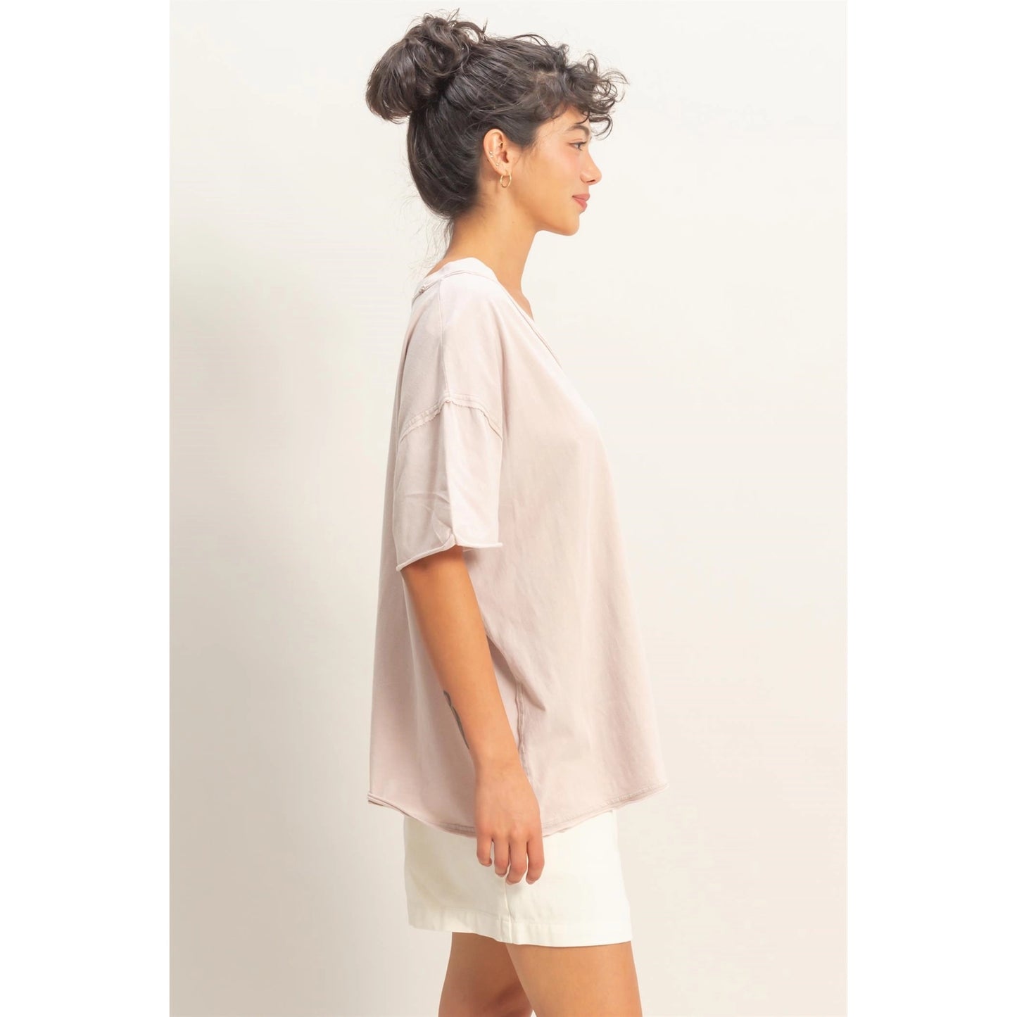 Vintage Wash Boxy V-Neck Tee