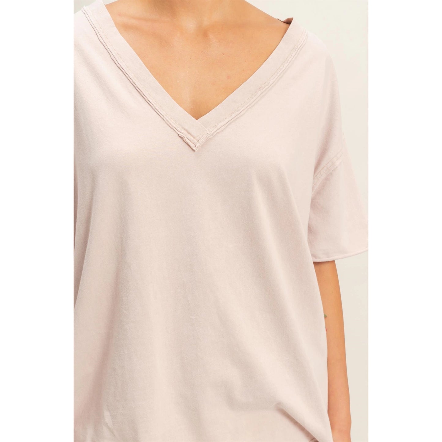 Vintage Wash Boxy V-Neck Tee