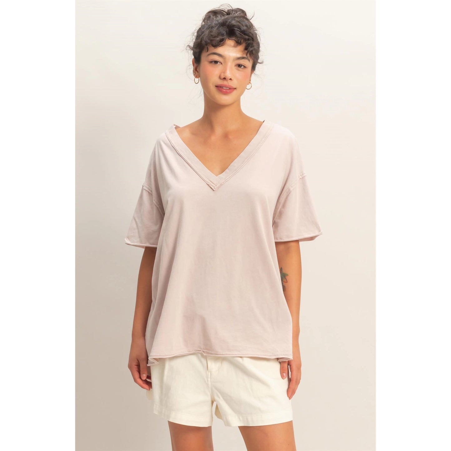 Vintage Wash Boxy V-Neck Tee