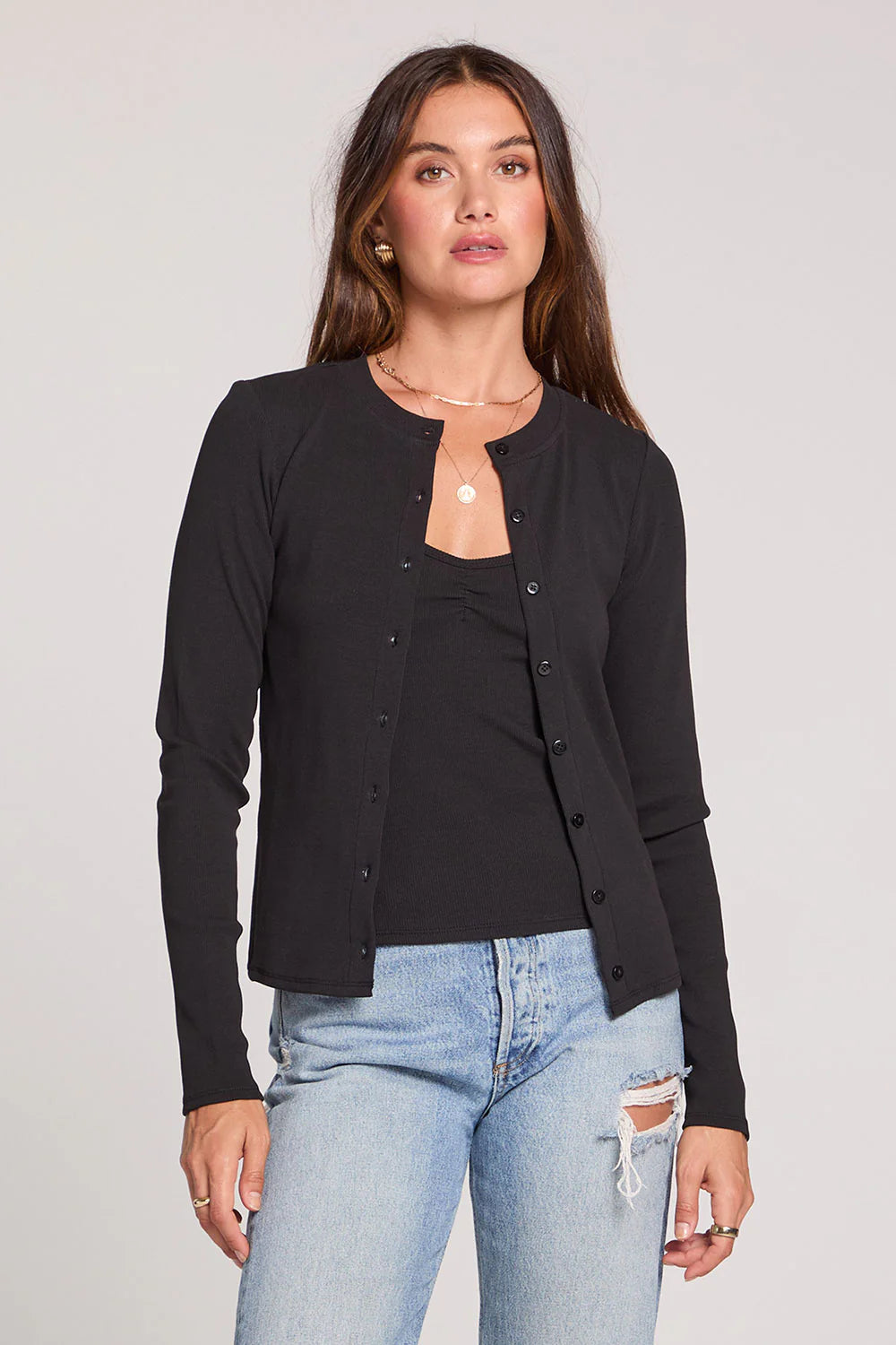 Long Sleeve Cardigan in Black