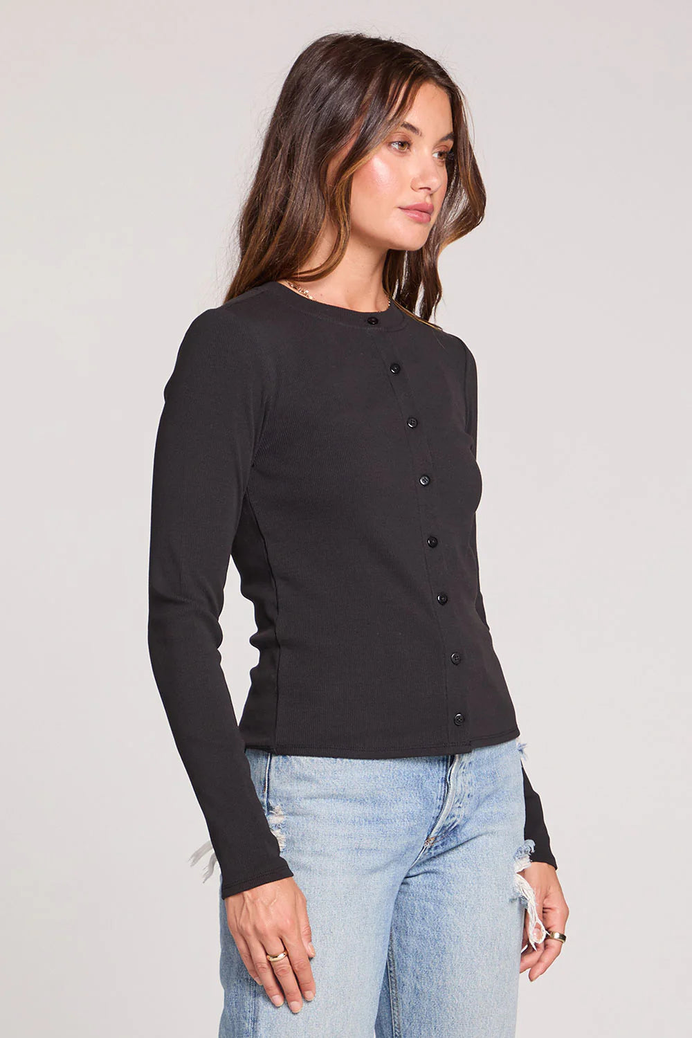 Long Sleeve Cardigan in Black