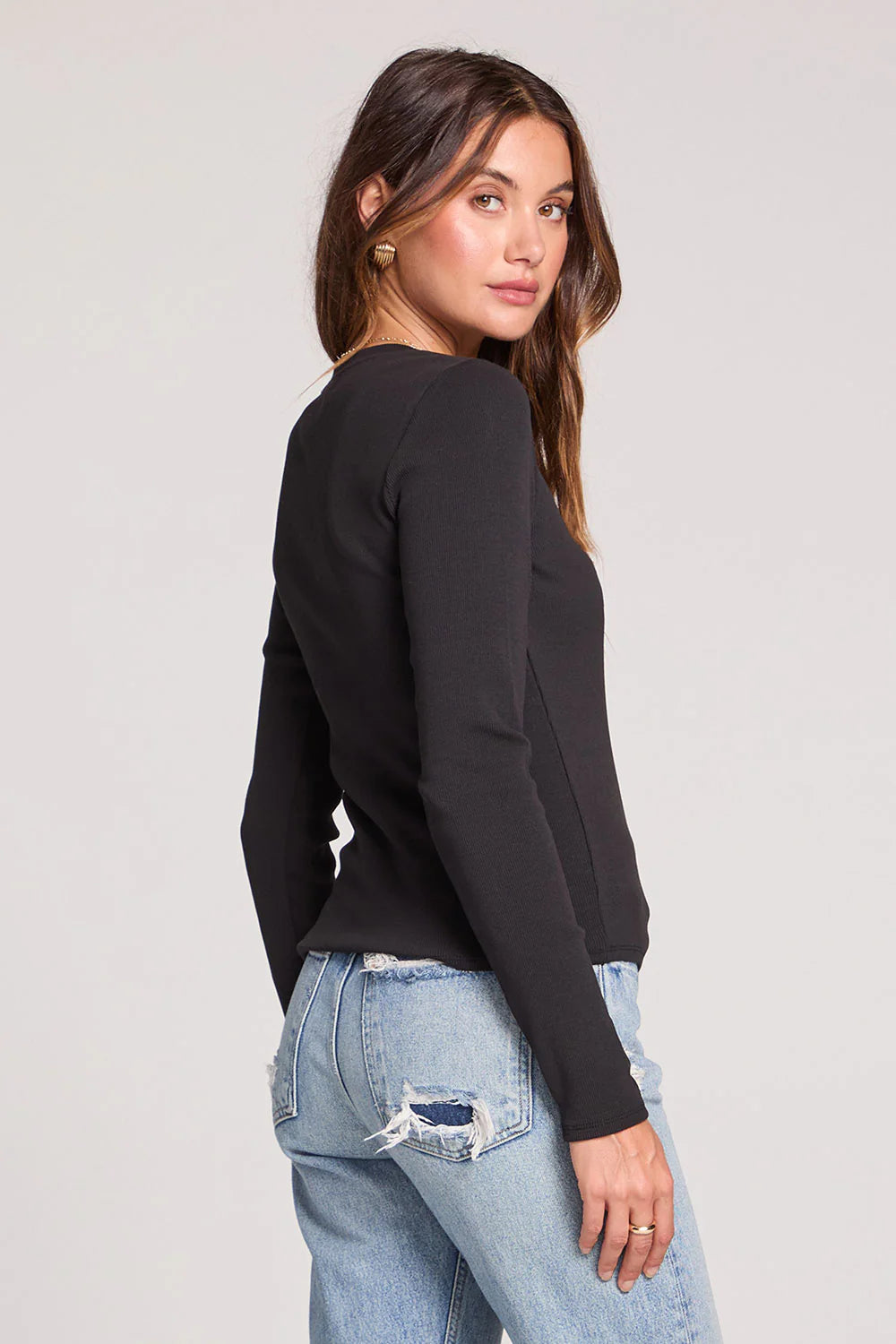 Long Sleeve Cardigan in Black