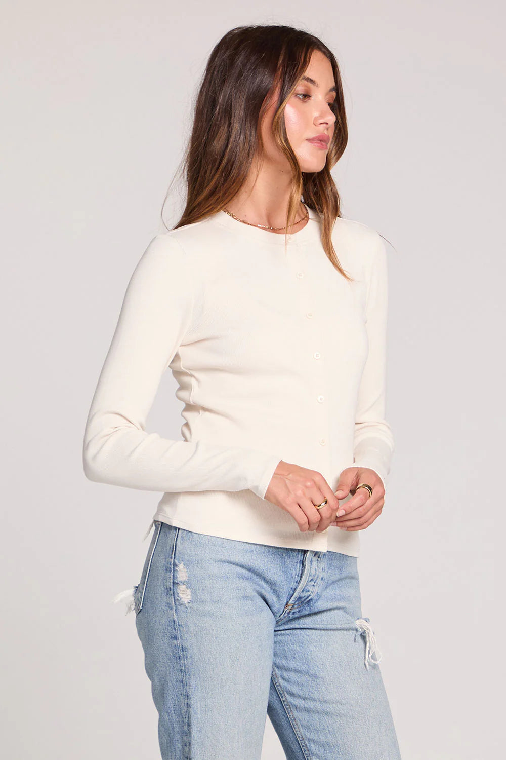 Long Sleeve Cardigan in Ecru