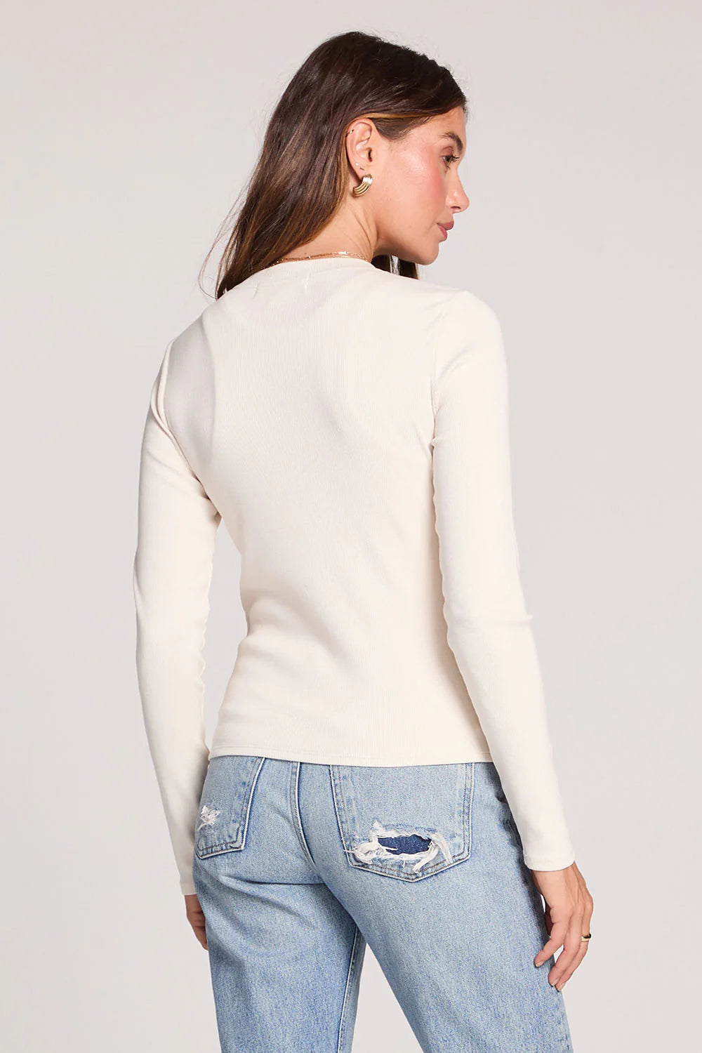 Long Sleeve Cardigan in Ecru